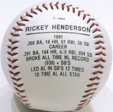 オークランド　アスレチックス　リッキー　ヘンダーソン　硬球　メジャー　プロ　野球