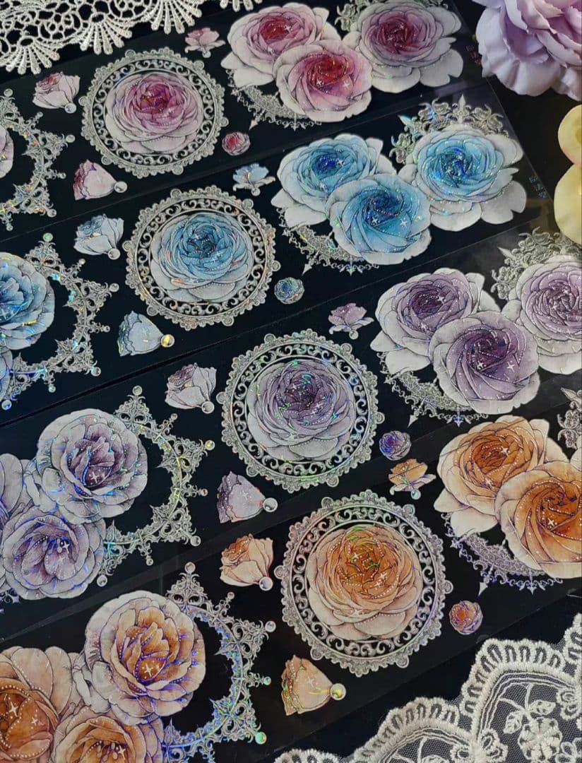 巻売 365★ 海外 マスキングテープ マステ PET 装飾 花 炫彩