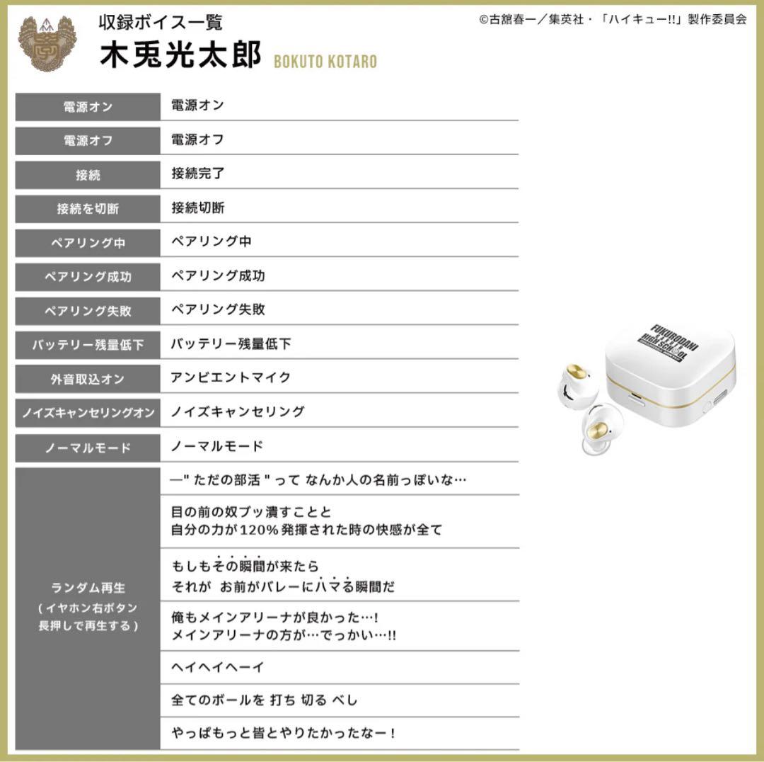 AVIOT ハイキュー コラボ ワイヤレスイヤホン 梟谷 木兎光太郎 赤葦京治