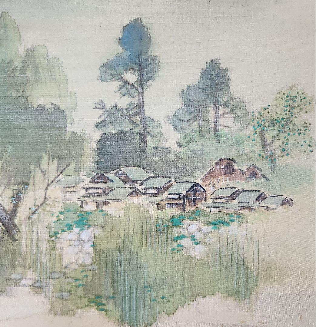 【洛北夏晨図】林文塘 1001 京都洛北夏朝 掛け軸 共箱 二重箱　肉筆