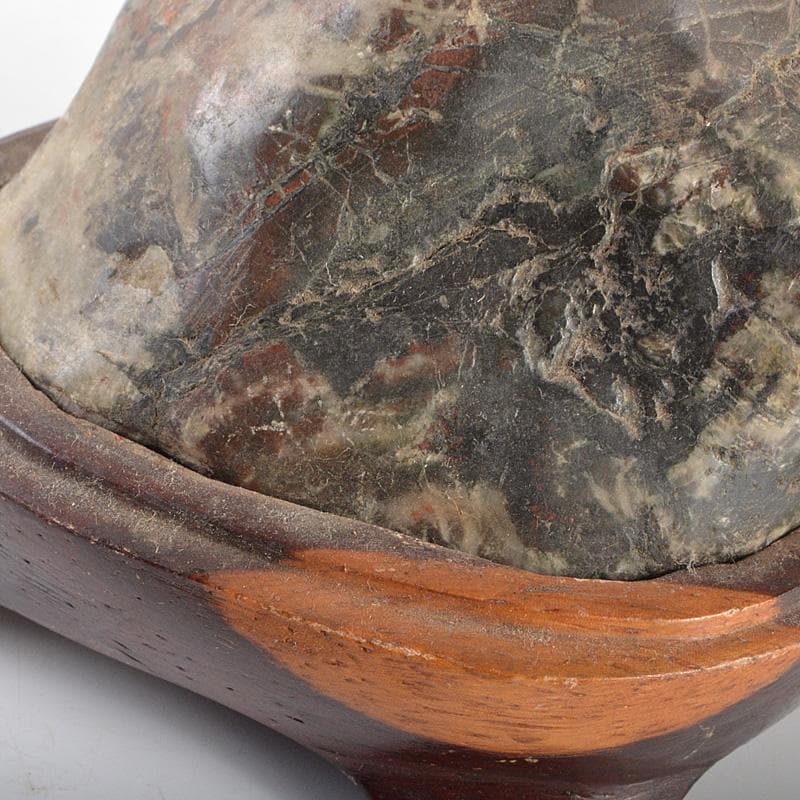 鑑賞石　天然石　菊花石　置物　重さ約401g　唐木台付　C　6310