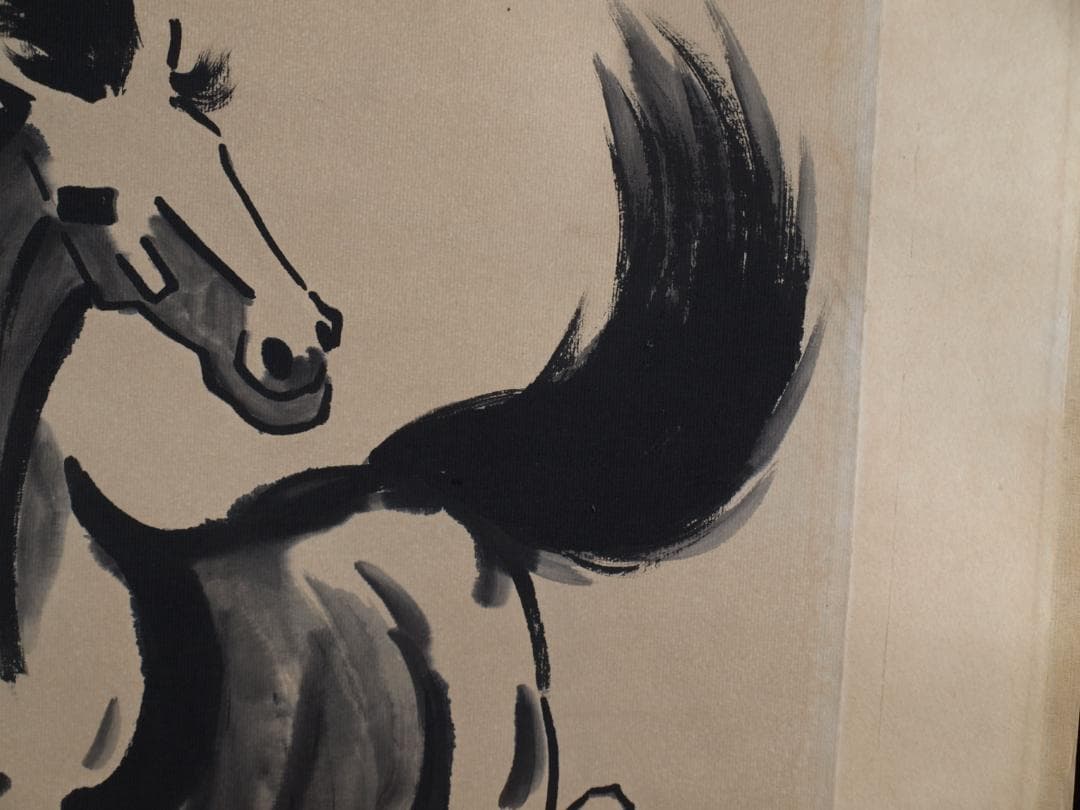 蔵出品 现代の肉筆絵　徐悲鸿作　　人物絵　激安骨董品 DE633C8-3