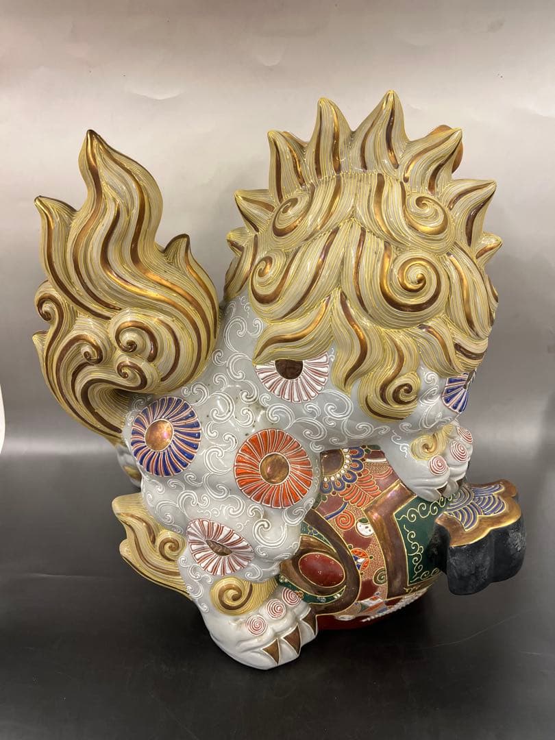 美品 九谷焼 巨大シーサー 送料込み