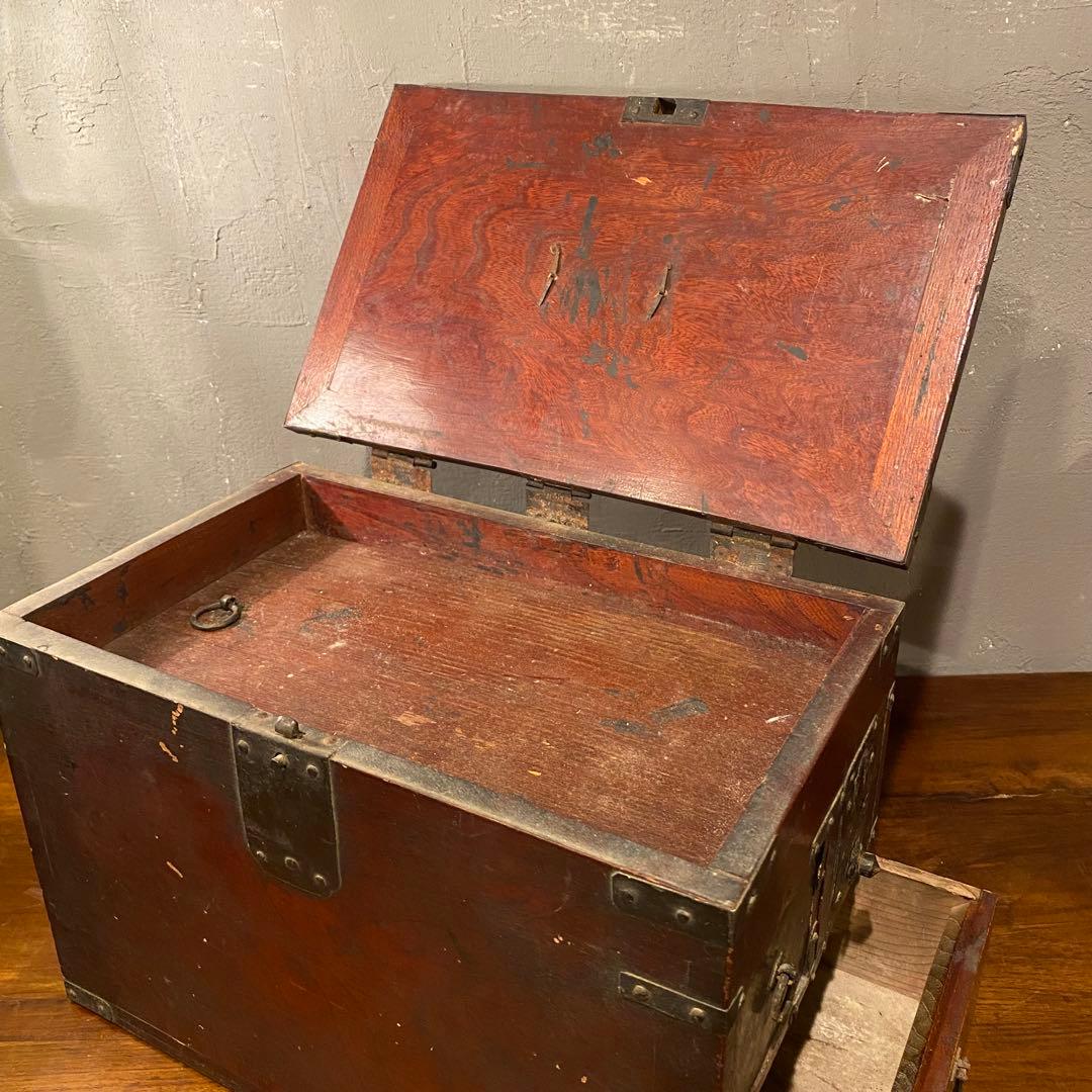明治 硯箱 小引き出し 銭函 時代箪笥 骨董品 古道具 アンティーク