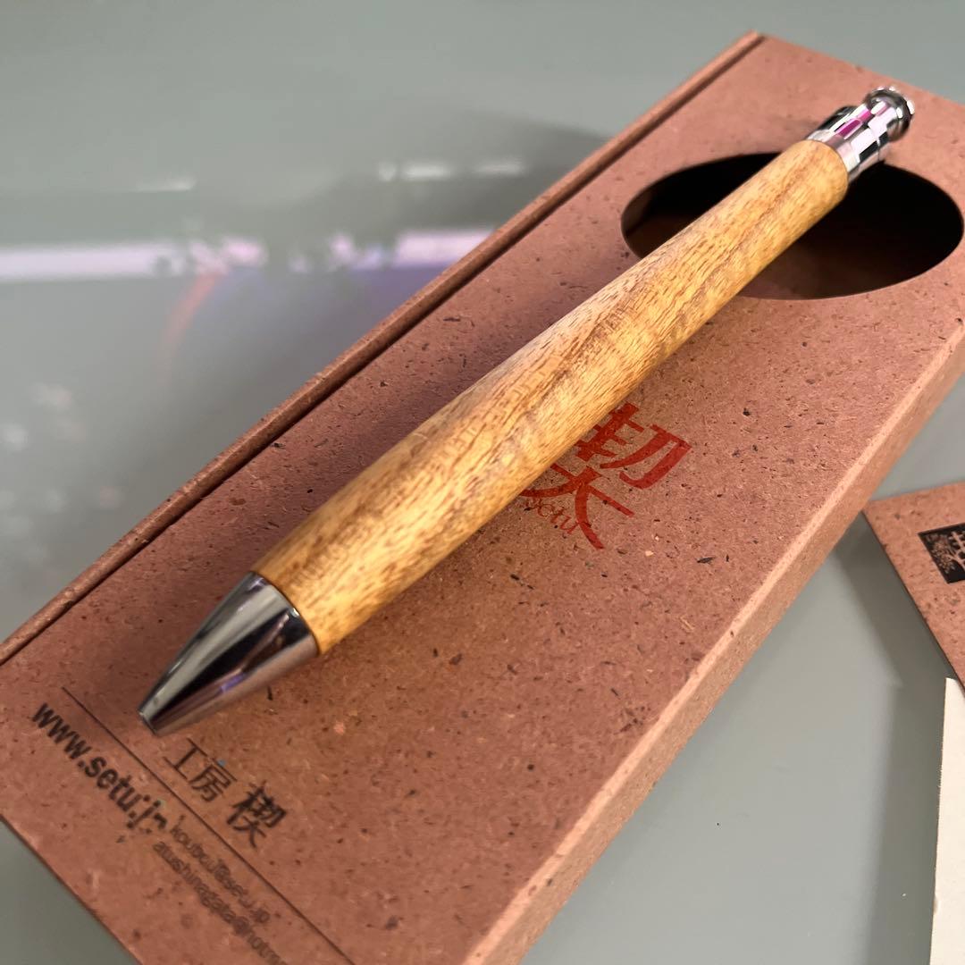 工房楔 ルーチェペン（ボールペン）漆（うるし）ちぢみ杢 木軸ペン