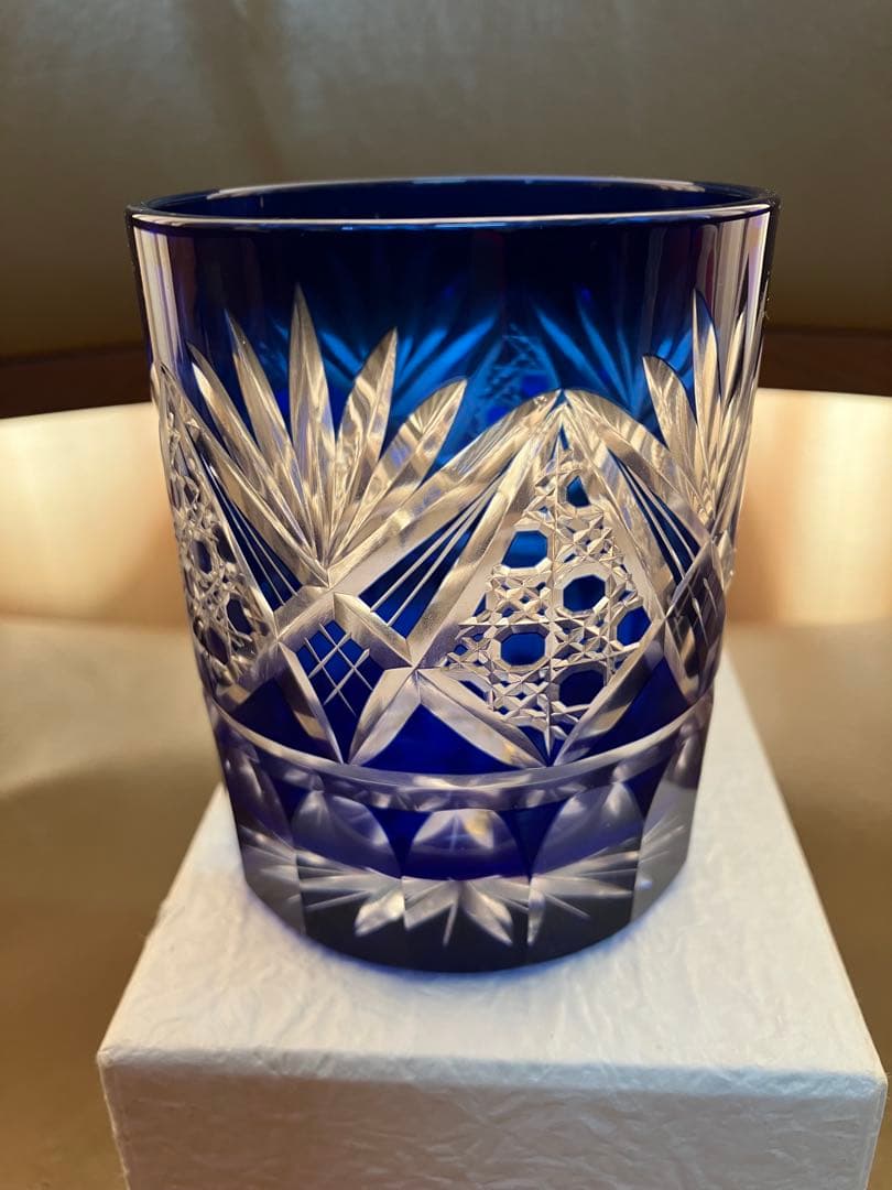 江戸切子 田島硝子 八角籠目 菊底 オールド ロックグラス ルリ TG98-23