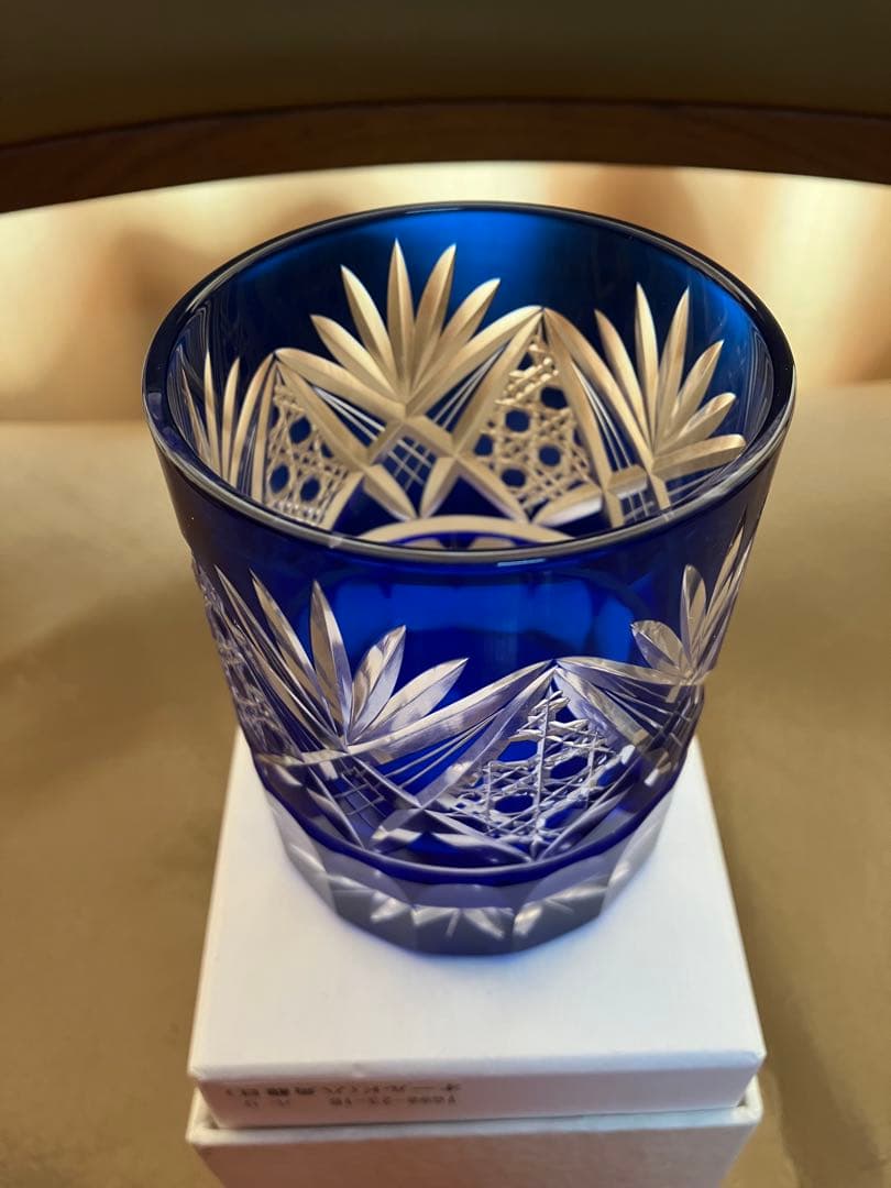 江戸切子 田島硝子 八角籠目 菊底 オールド ロックグラス ルリ TG98-23