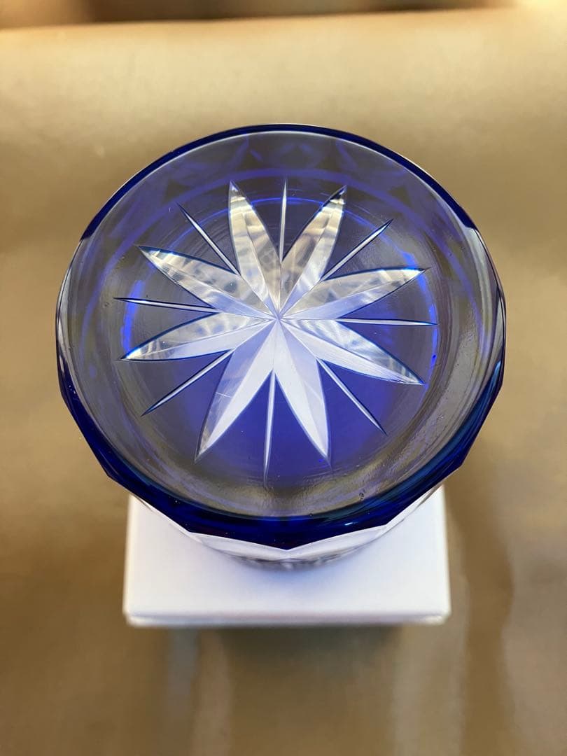 江戸切子 田島硝子 八角籠目 菊底 オールド ロックグラス ルリ TG98-23