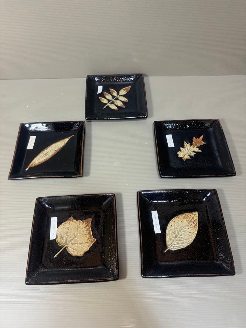 2232 十四代　中里太郎右衛門　唐津木　皿　5客　未使用