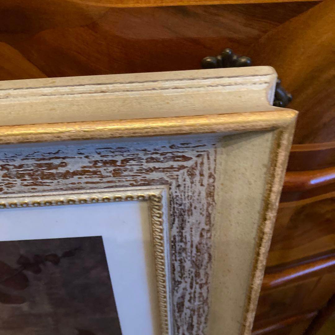 静物画 花瓶と植物 木製フレーム イタリア