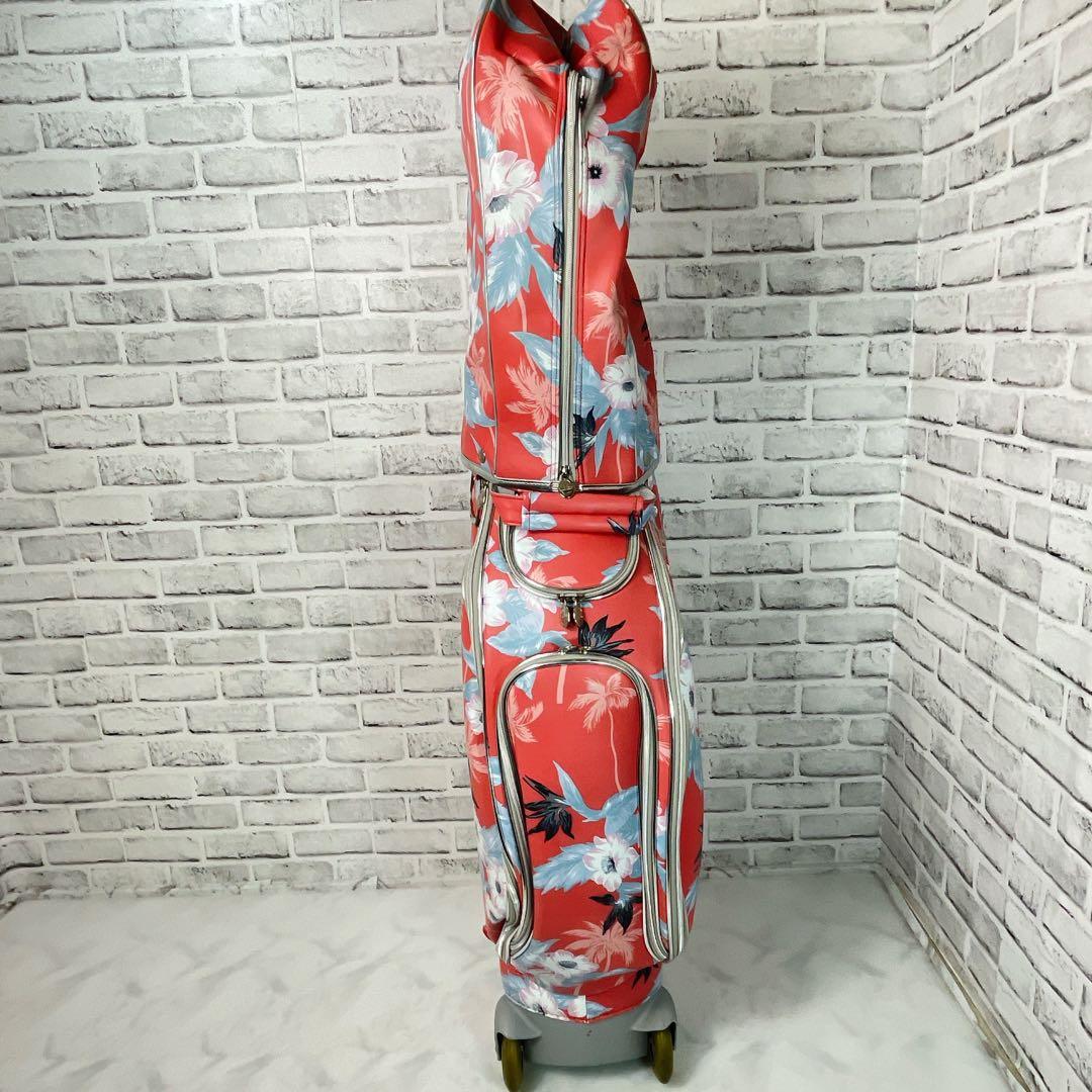 Kiss on the green キャディバッグ キャスター付き 花柄 ゴルフ