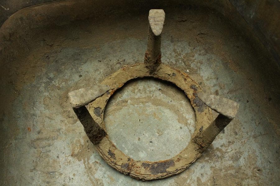 古銅 饕餮紋 双耳 四方 瓶掛(K-LC697)