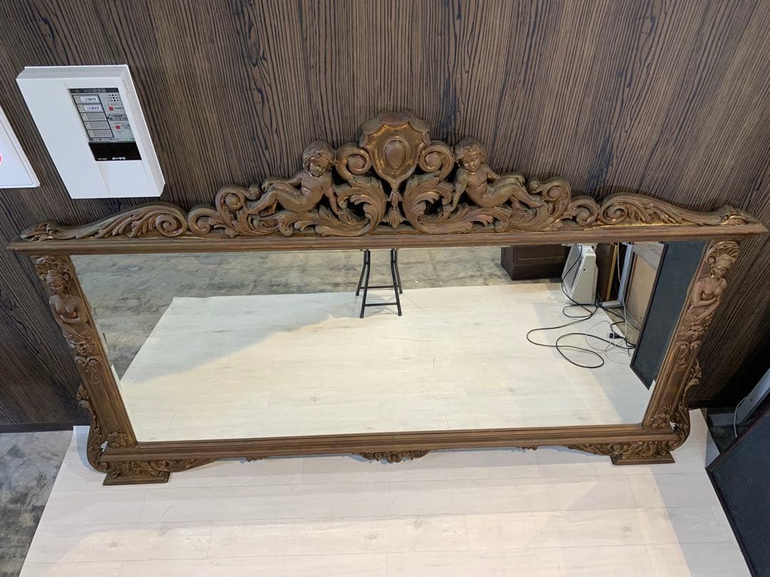 バロックスタイル 鏡 天使彫刻付き