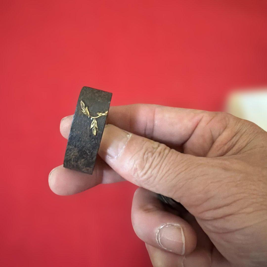 古美術　骨董品　縁頭　牡丹花