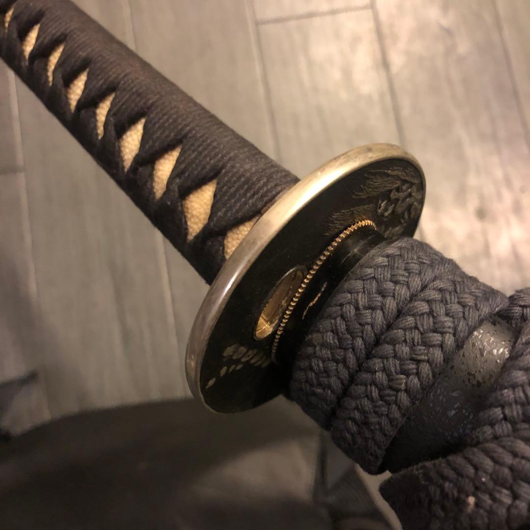 高級模造刀　高級居合刀　樋入り刀身　黒金拵え　高級居合刀　刀袋