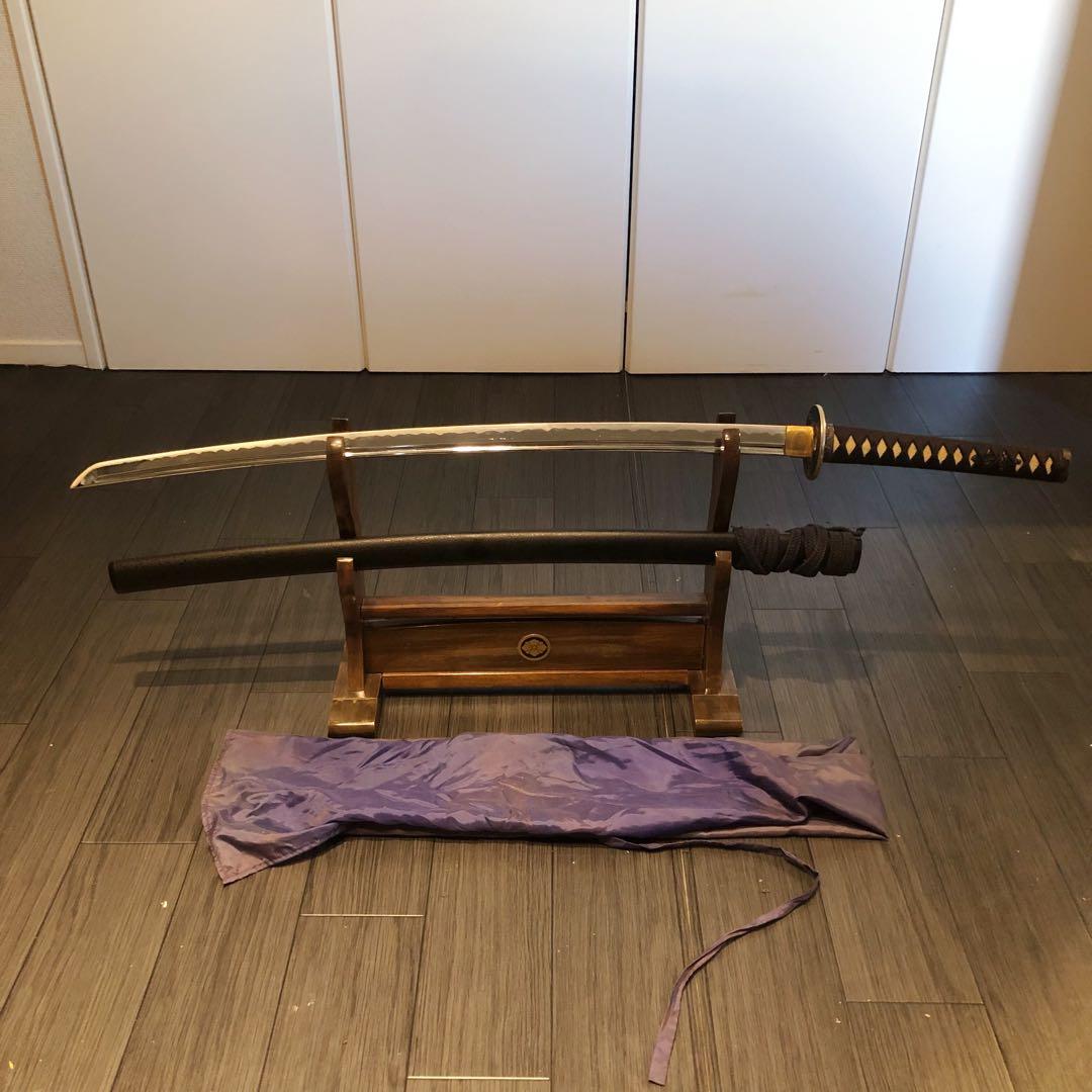 高級模造刀　高級居合刀　樋入り刀身　黒金拵え　高級居合刀　刀袋