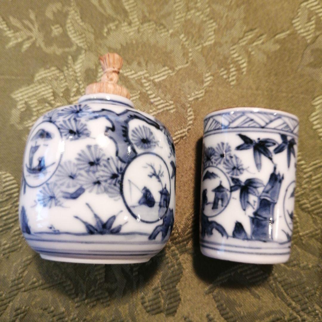 木製茶箱と金彩茶碗セット