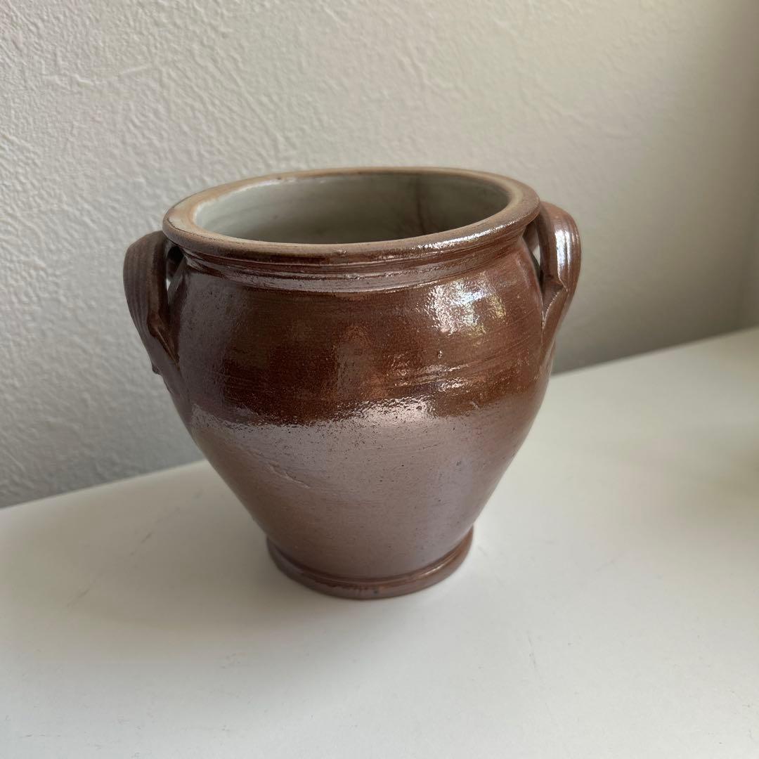 南仏　フランスアンティーク　持ち手付きポット　コンフィチュールポット　保存容器