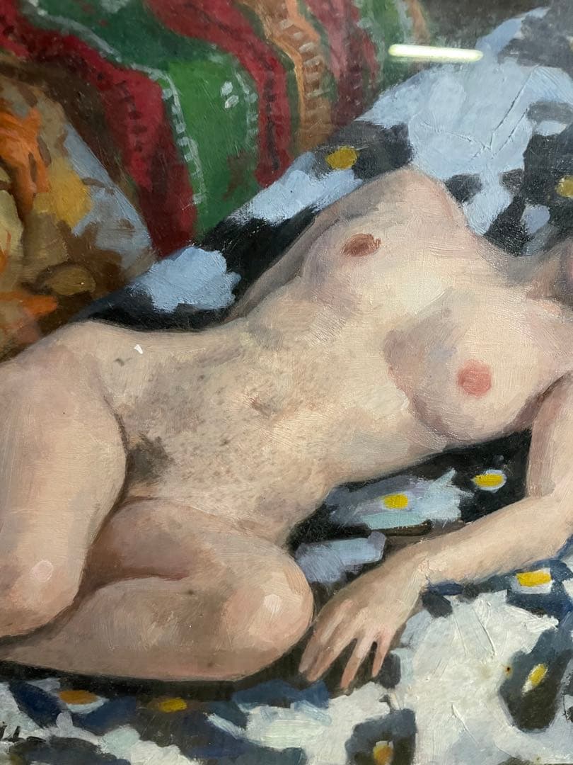 kotoya-gaku真作 伊藤悌三 『横たわる裸婦』 油彩 光風会員