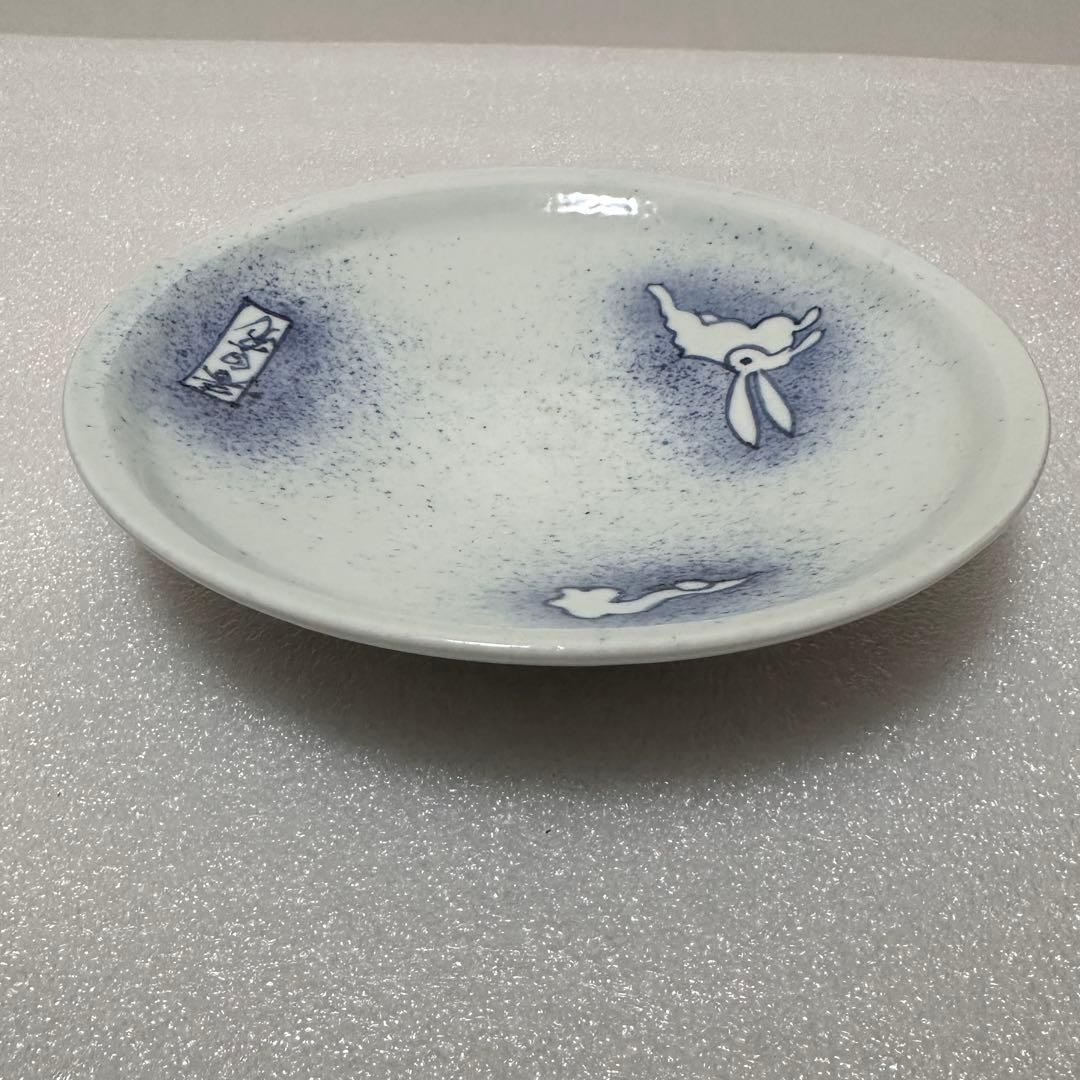 初期伊万里 吹墨兎文 七寸皿