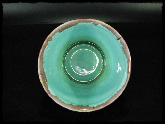 三彩 菊彫 横石 嘉助 十三代 長崎三彩 平戸 茶道具 建水 共箱 f184