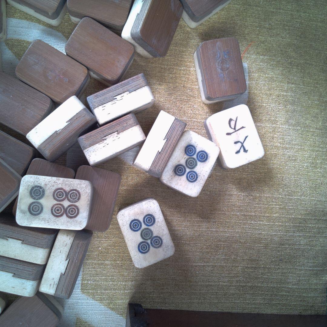 木製麻雀牌セット 収納ボックス付き 蓋無し 汚れ