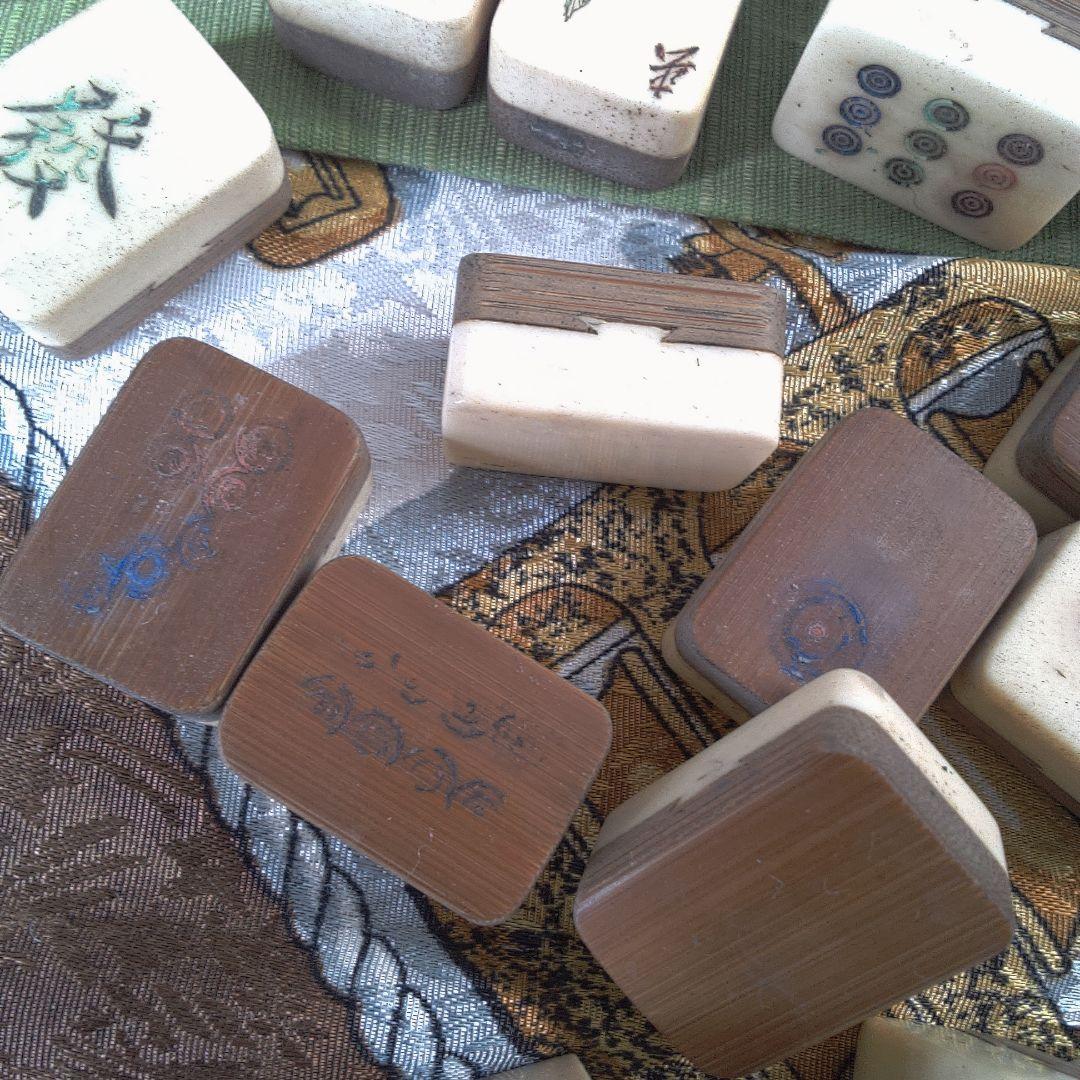 木製麻雀牌セット 収納ボックス付き 蓋無し 汚れ