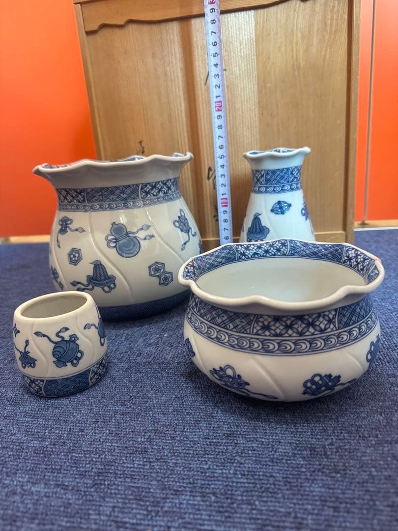 1577 茶道具　染付祥瑞宝尽皆具　石崎英治作