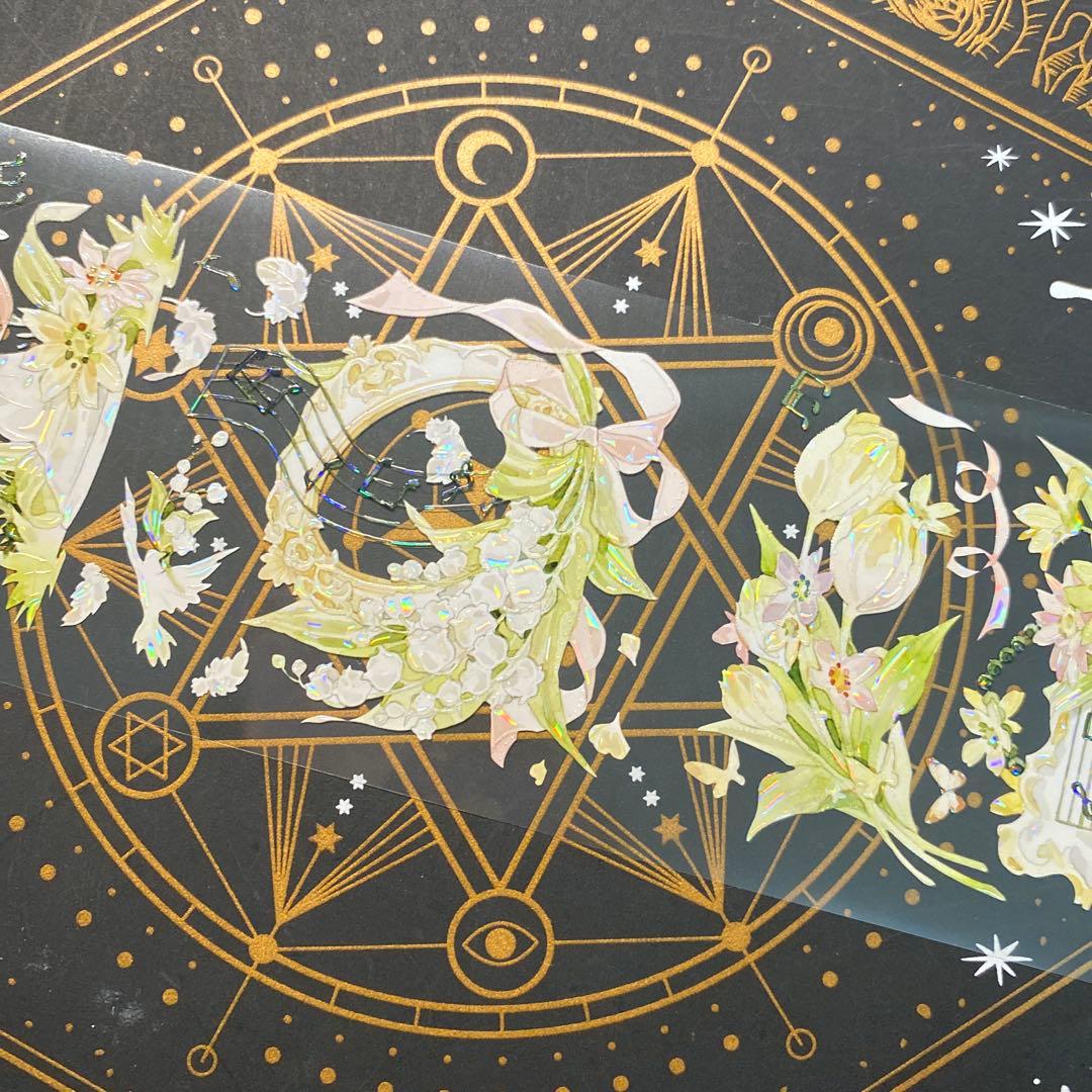 【9286】海外　マステ　中古巻　貝殻光マスキングテープ　装飾系　緑黄