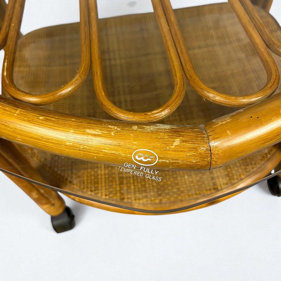 【希少】ハート型　ラタン　ガラス　テーブル　アンティーク　家具　レトロインテリア