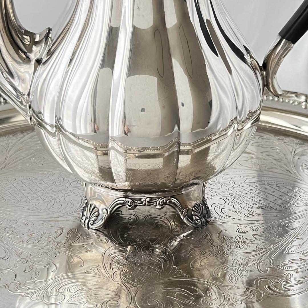 【Old English】メロンフォルムのコーヒーポット【シルバープレート】