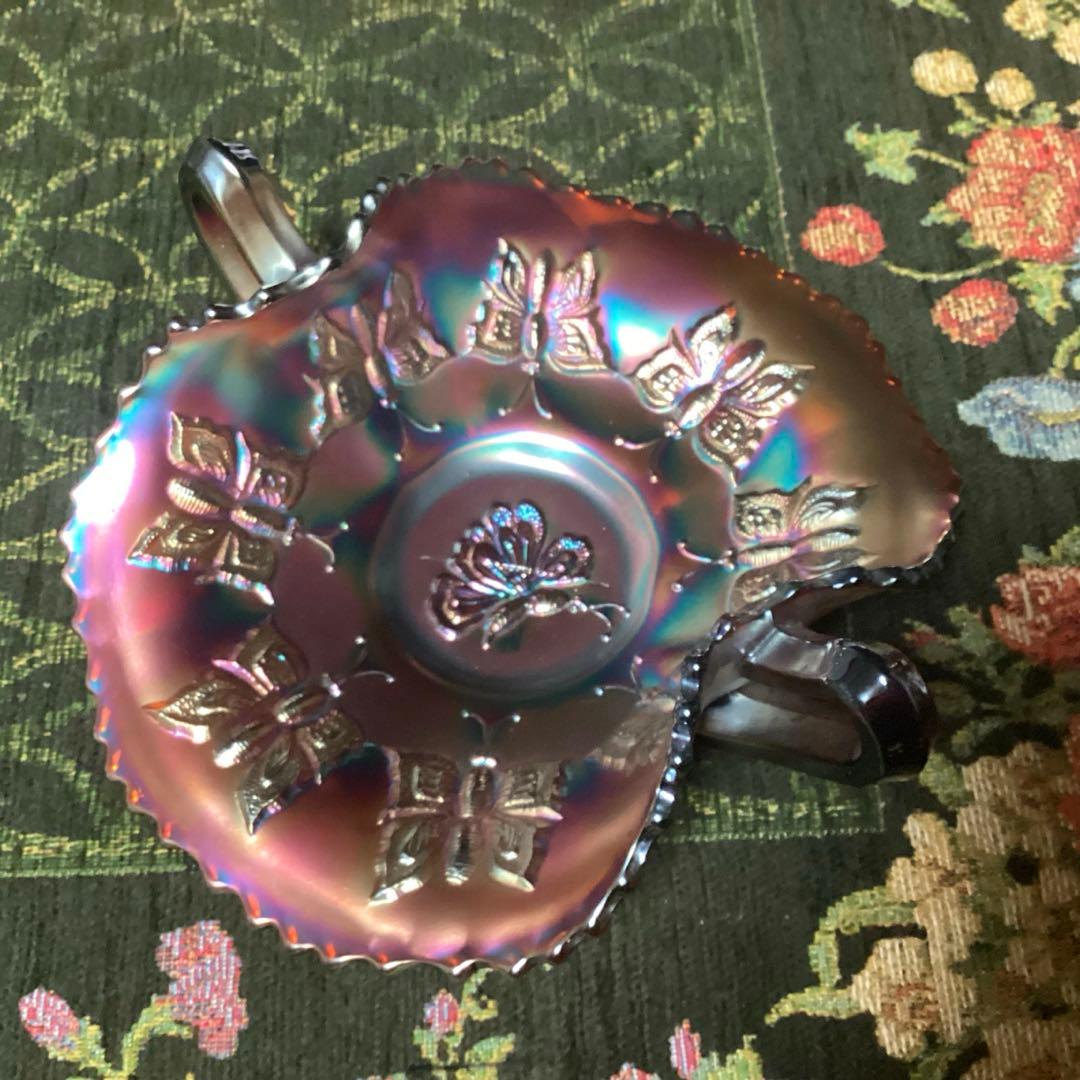 フェントン　バタフライ柄カーニバルグラス　ヴィンテージ