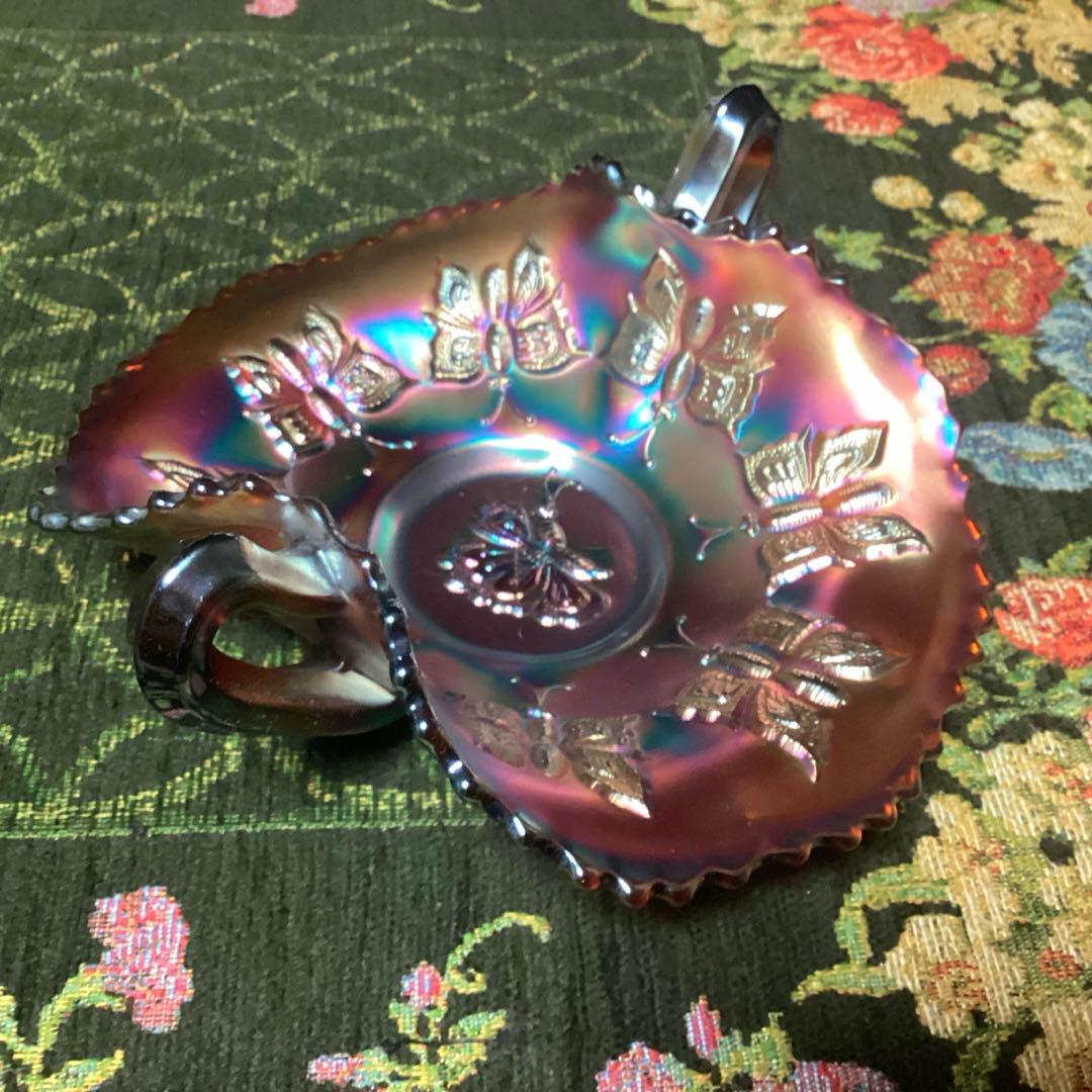 フェントン　バタフライ柄カーニバルグラス　ヴィンテージ