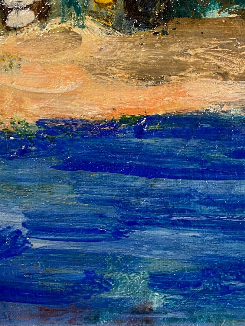 「真作」作者不明　風景画　油彩画　額装　サイン有り　F6号