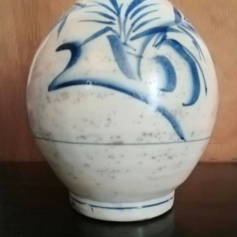 古伊万里　大徳利　染付け　江戸　明治　和骨董　雨垂れが景色です