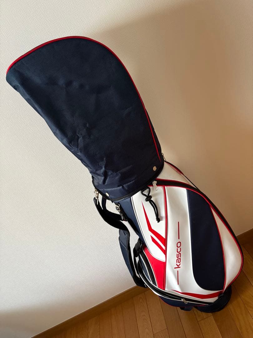 Kasco キャディバッグ 白赤紺 ストライプ