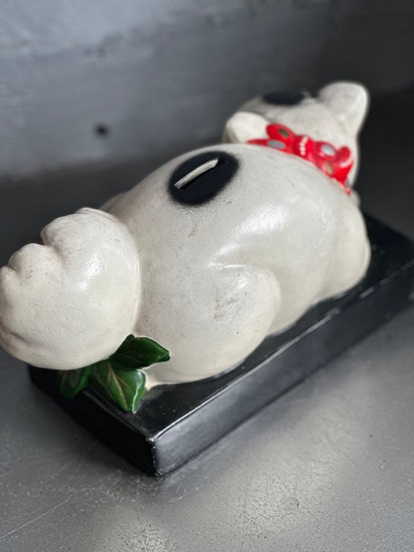 最終お値下げ‼️眠り猫　白猫の貯金箱 日光山　ヴィンテージ