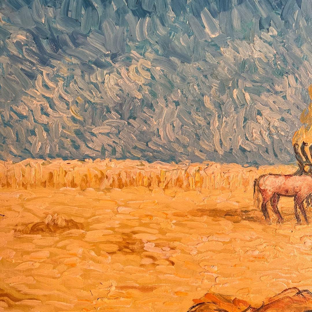 手書き油絵 ゴッホ 昼 仕事の間の休憩 額付 絵画 インテリア 油彩画