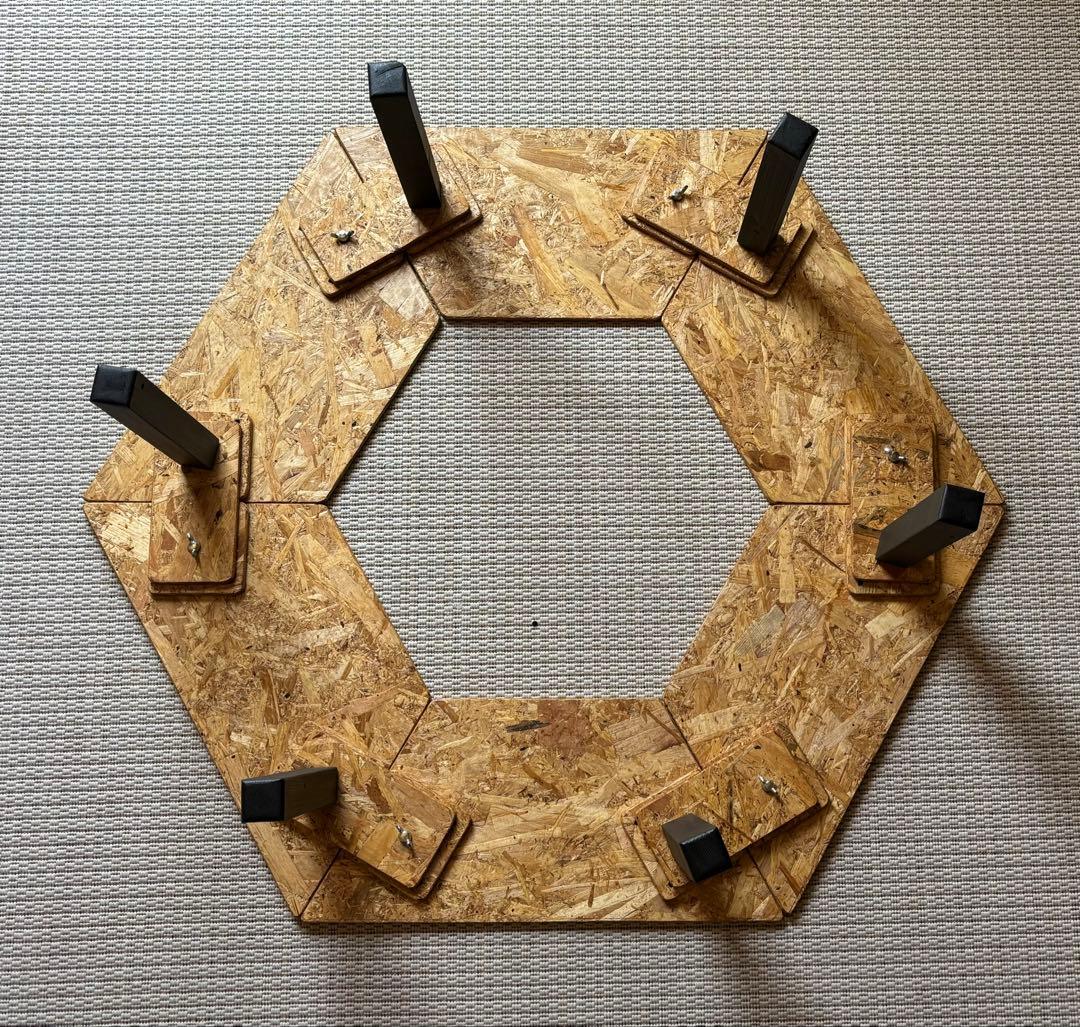 ヘキサテーブル50 センターテーブル付き　チークニス仕上げ　FHC60t