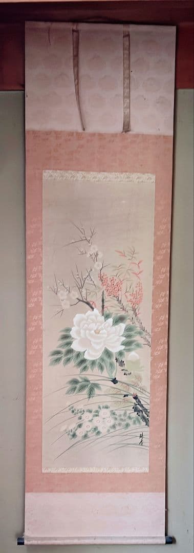 田中珠香　四季草花　掛け軸