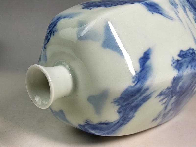 ☆ 平戸焼 染付六角徳利 江戸期 ☆A11