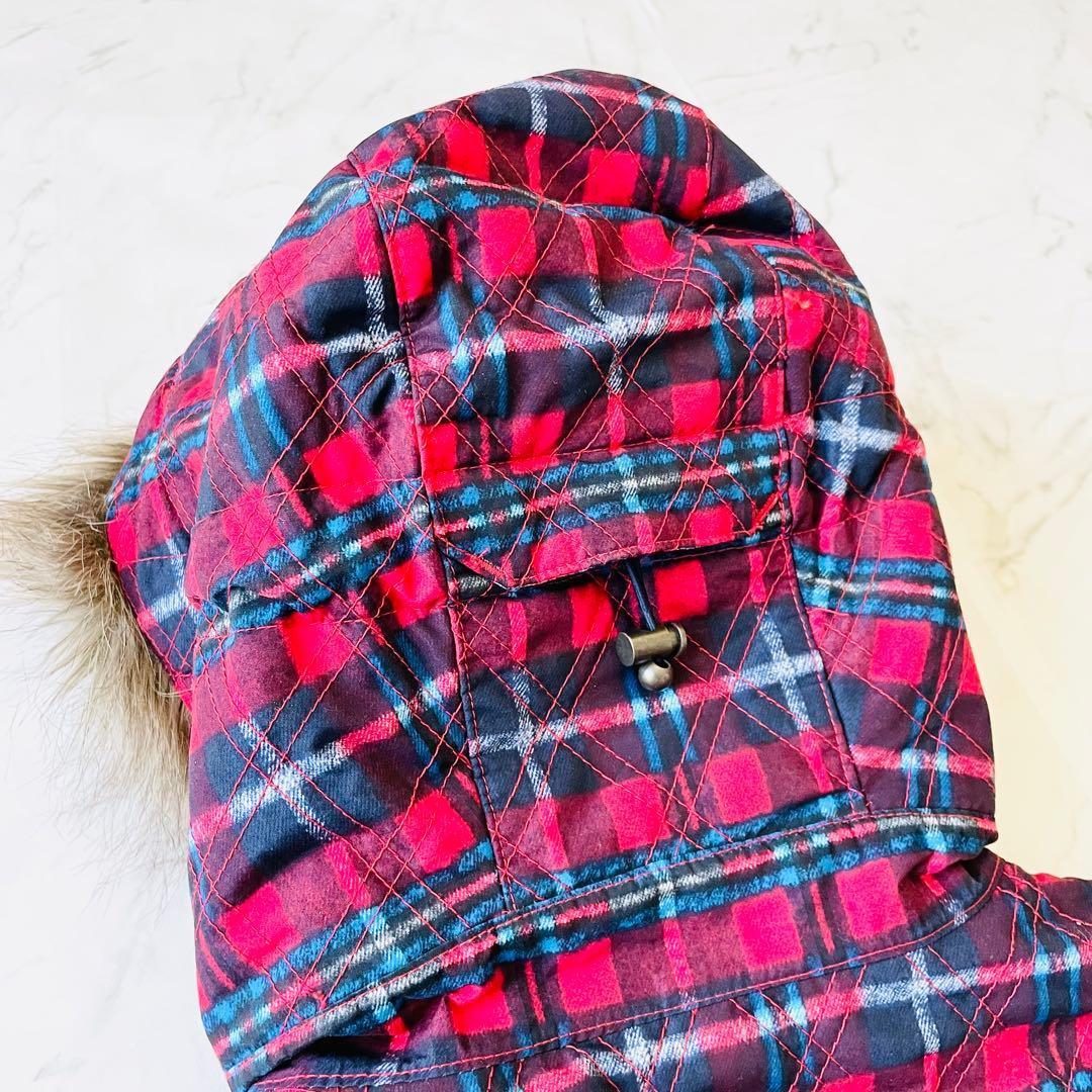 4340 バートン スノボウェア ジャケット チェック柄 ポーチ付き ダッフル風