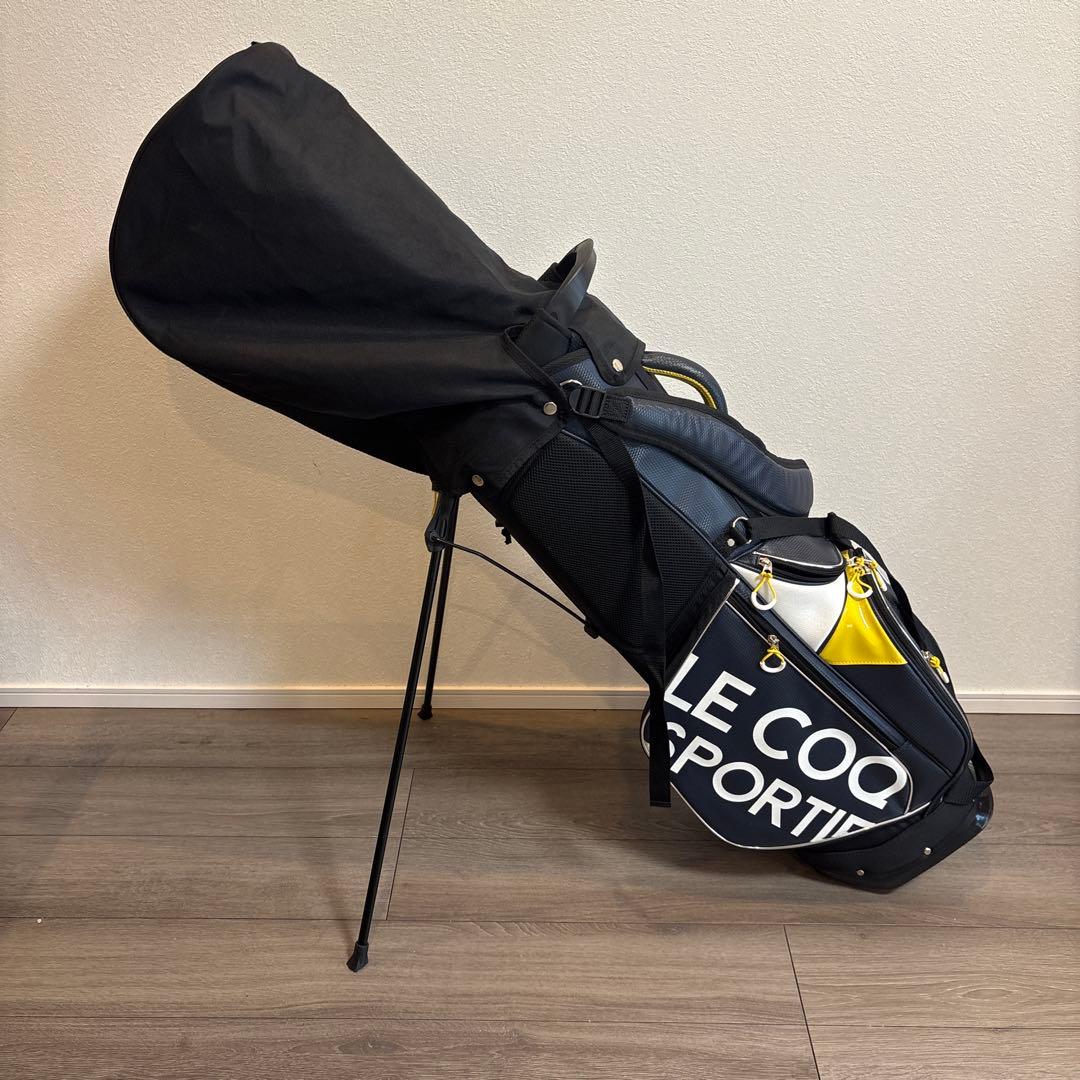 【LE COQ SPORTIF】キャディバッグ 黒×黄色 スタンド式 軽量モデル
