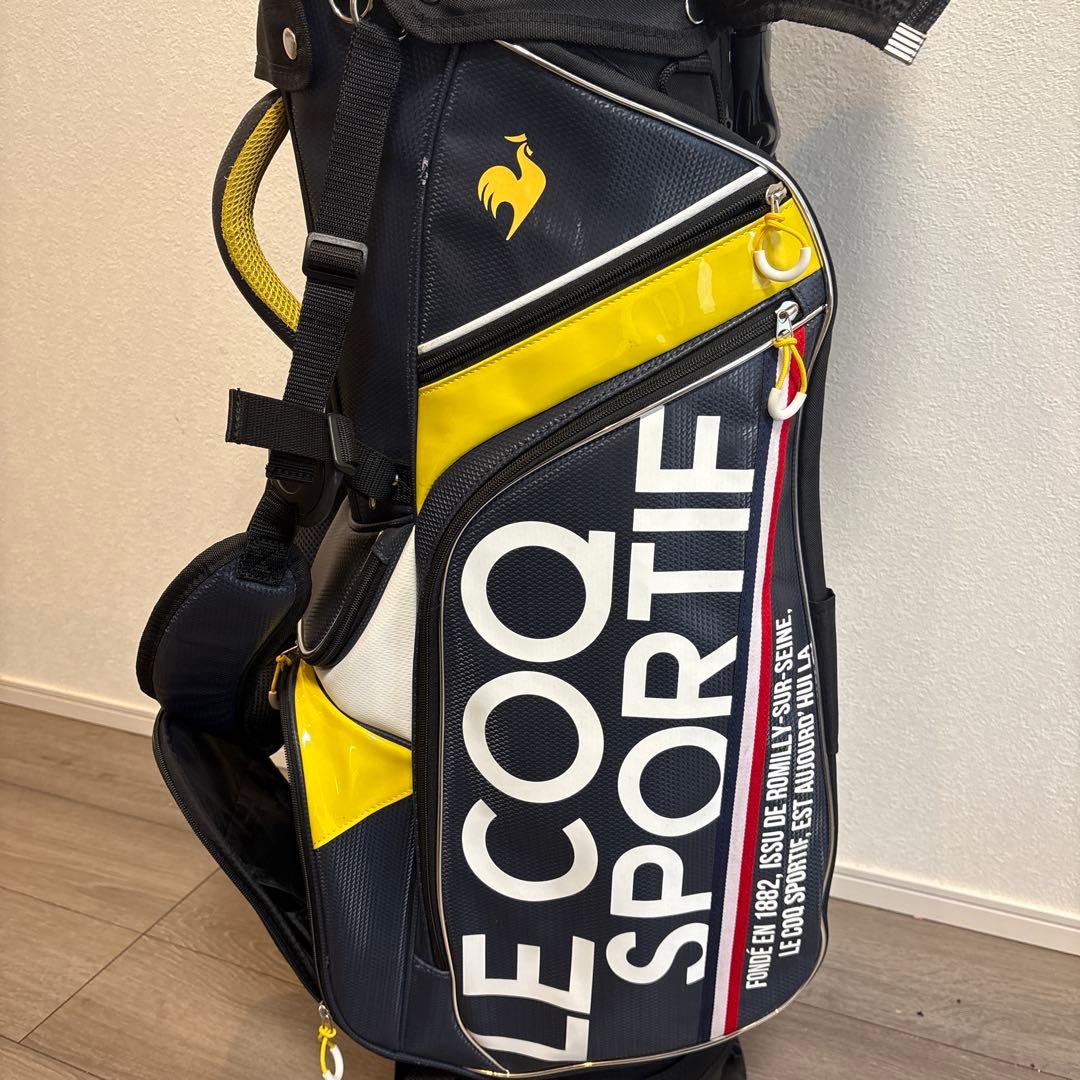 【LE COQ SPORTIF】キャディバッグ 黒×黄色 スタンド式 軽量モデル