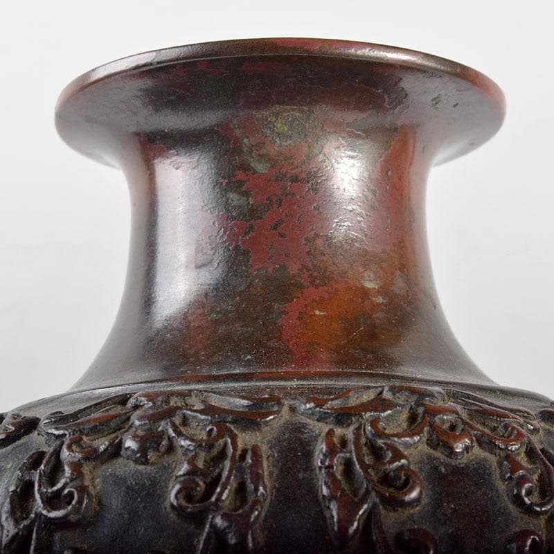 時代金工　古銅斑紫銅　古銅花瓶　D　R4334