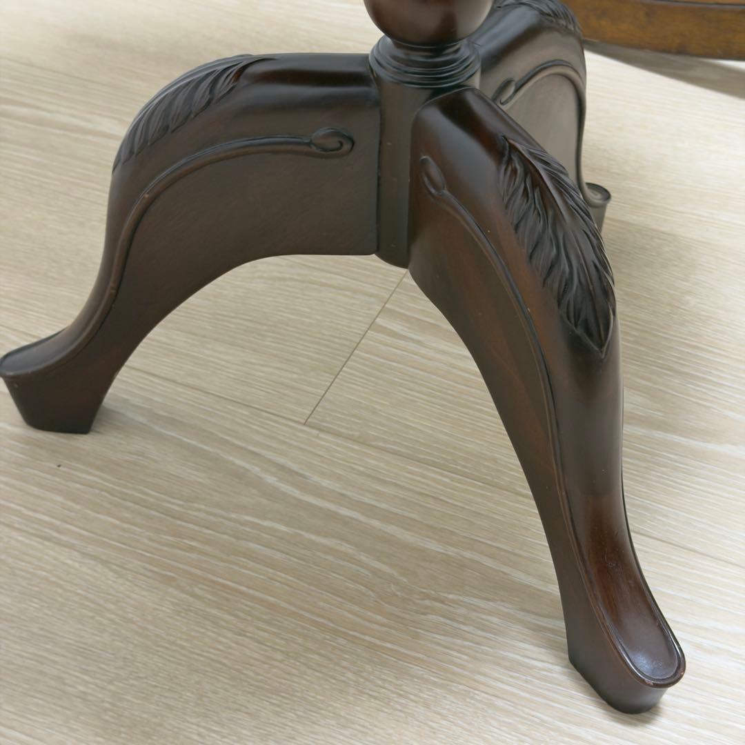 アンティーク調 木製ラウンドテーブル 彫刻脚