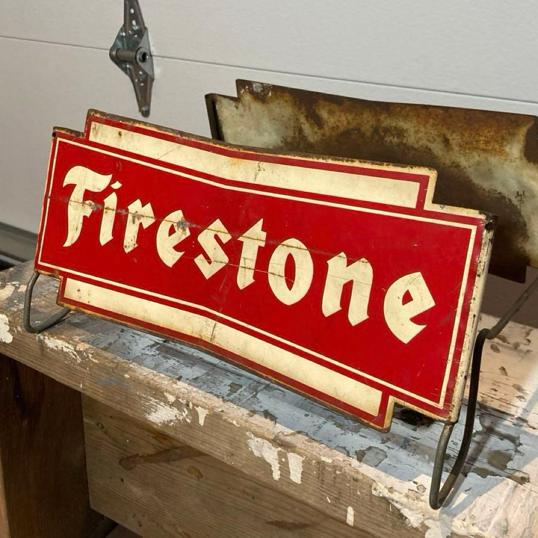 アンティーク雑貨 Vintage 1950s Firestone Tire Sign Stand