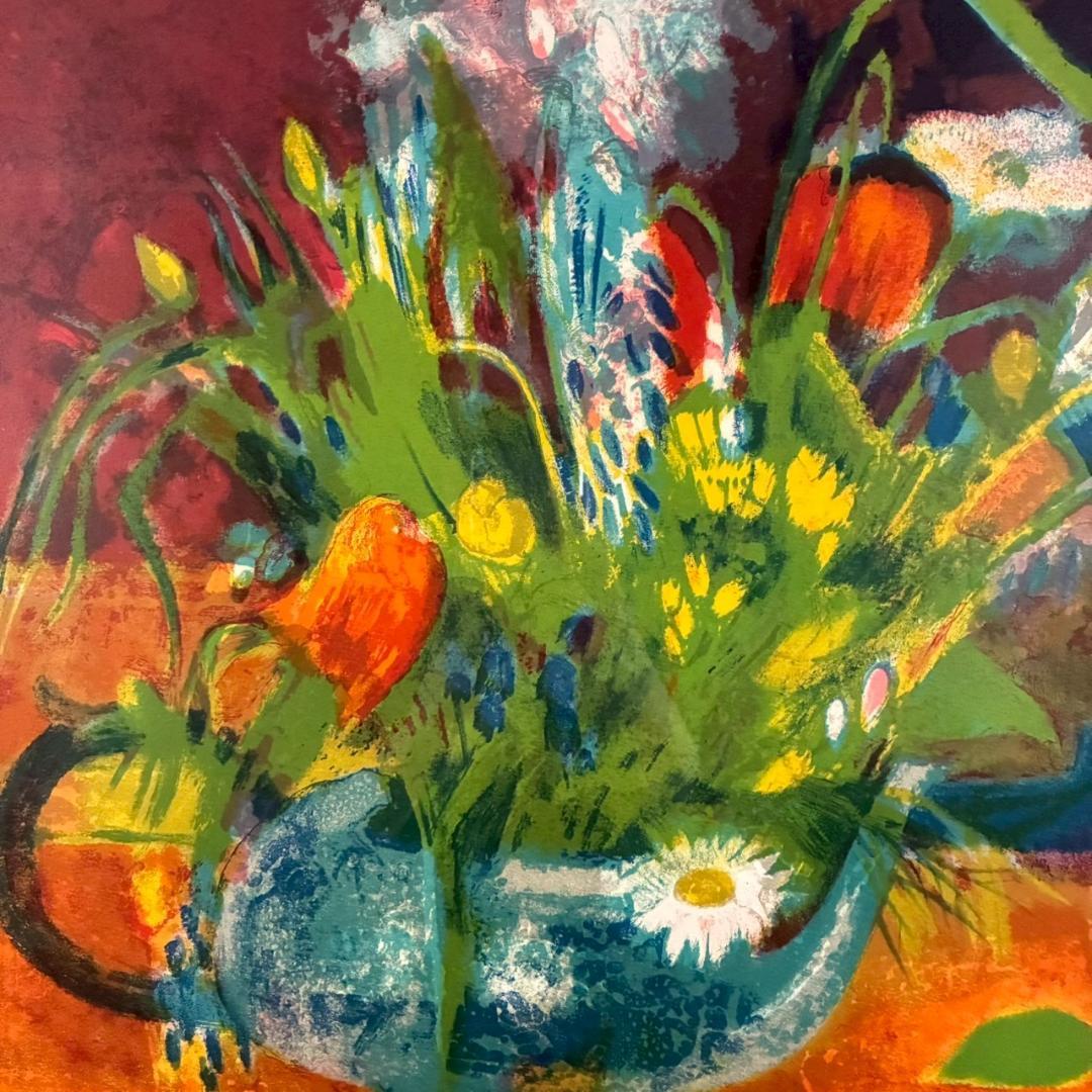 【最終値下げ】コロン V.Collomb「紅茶わかしとひなげし」リトグラフ