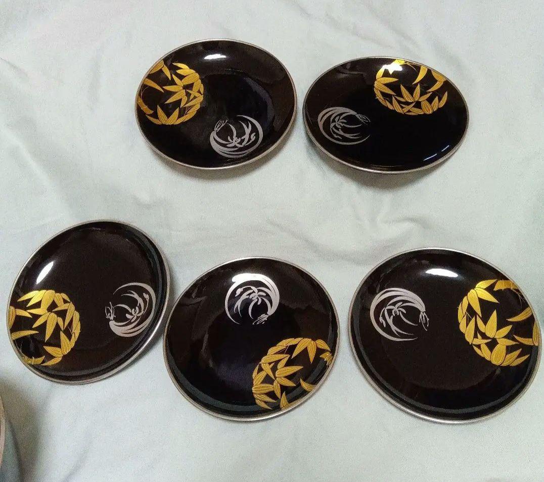 昭和レトロ 漆塗り 菓子器 銘々皿セット