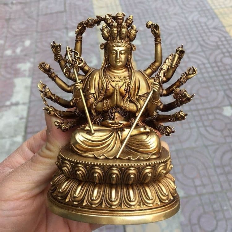 仏教美術 仏像 準提母菩薩仏像 十八臂仏母 仏堂供仏 彫刻 置物 開運風水銅製